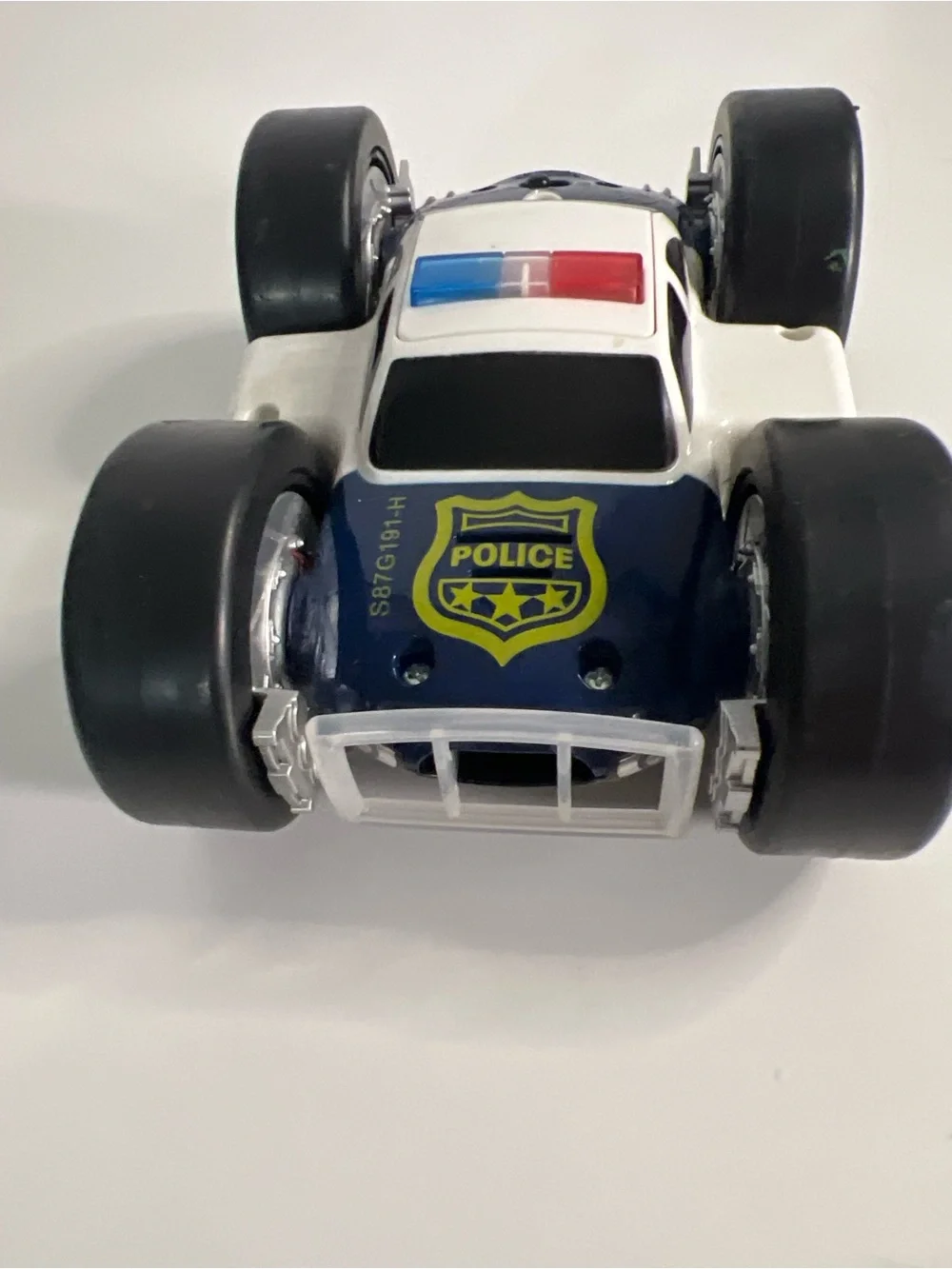 Kids Police Stunt Car Toy - White & Navy Blue